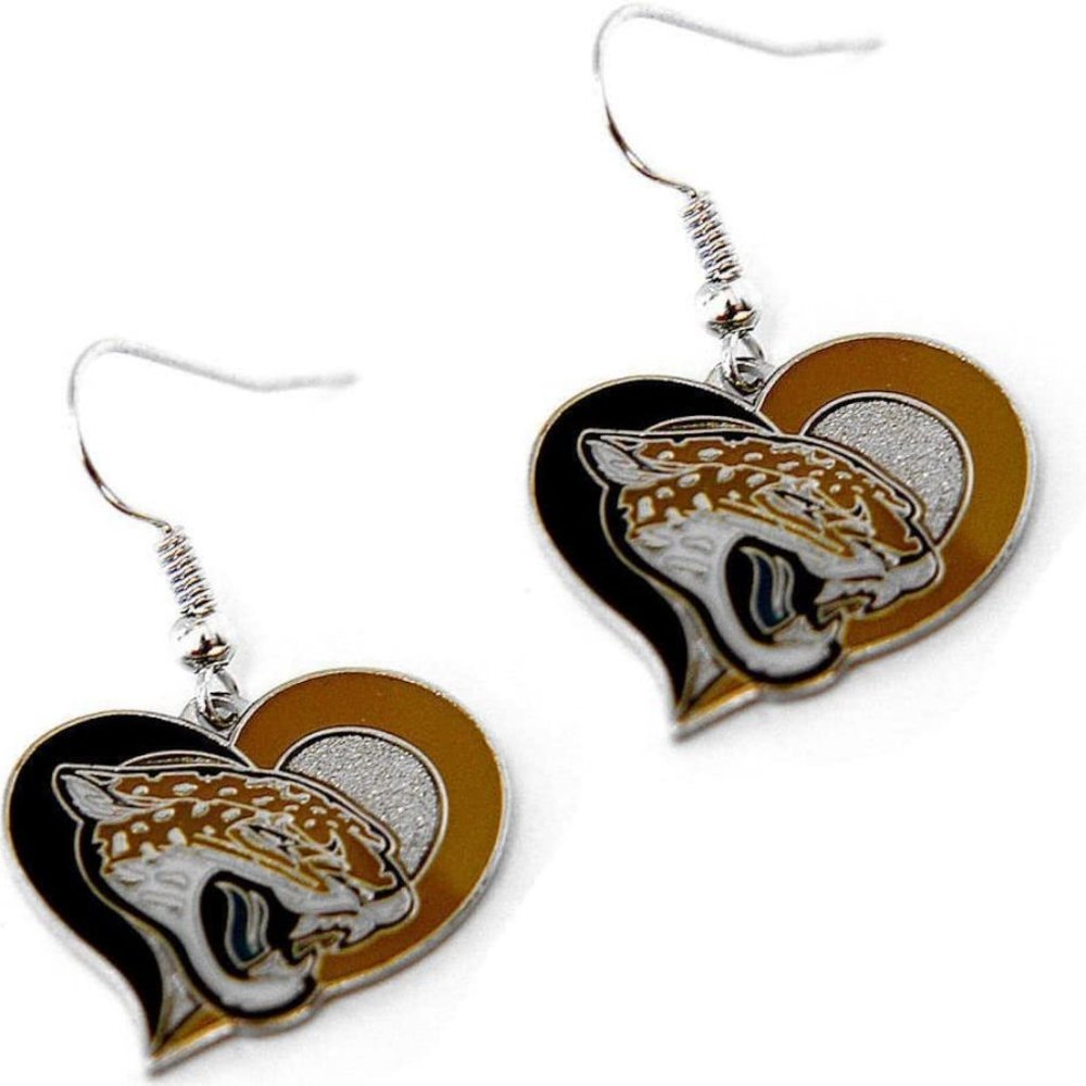 New Jacksonville Jaguars NFL Silver Swirl Heart Dangle Earrings Non All…‎